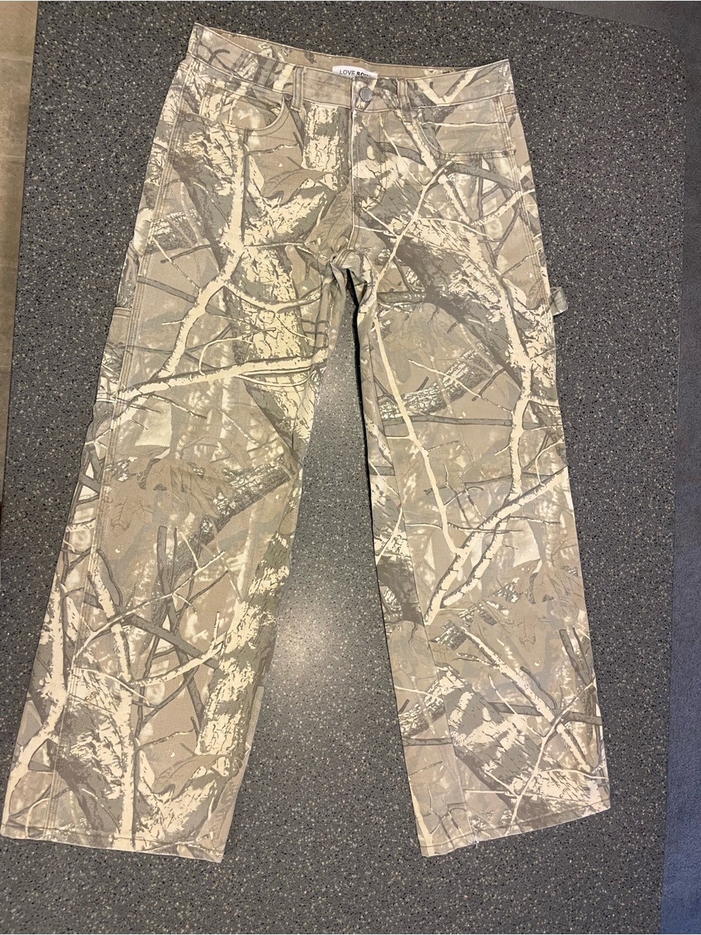 Love Tree Women's Beige Camo Wide Leg Jeans